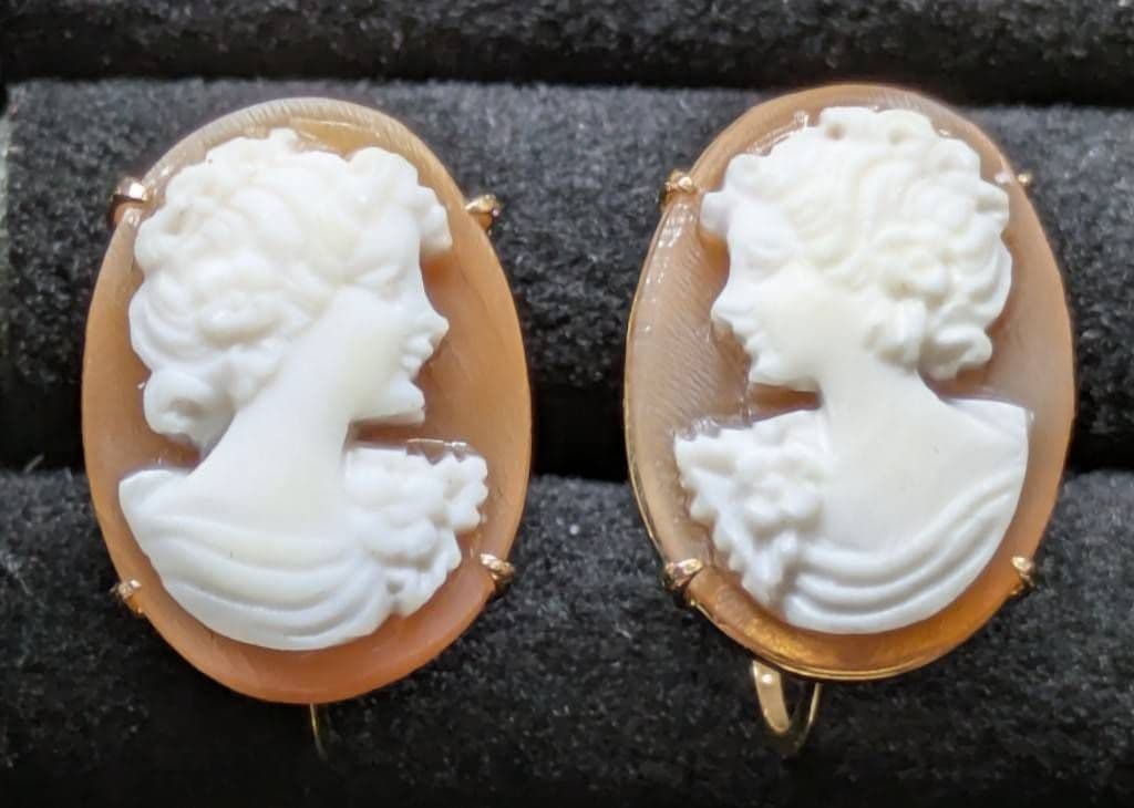 800刻印 カメオブローチ SILVER/PAT.P K18 カメオイヤリング - メルカリ