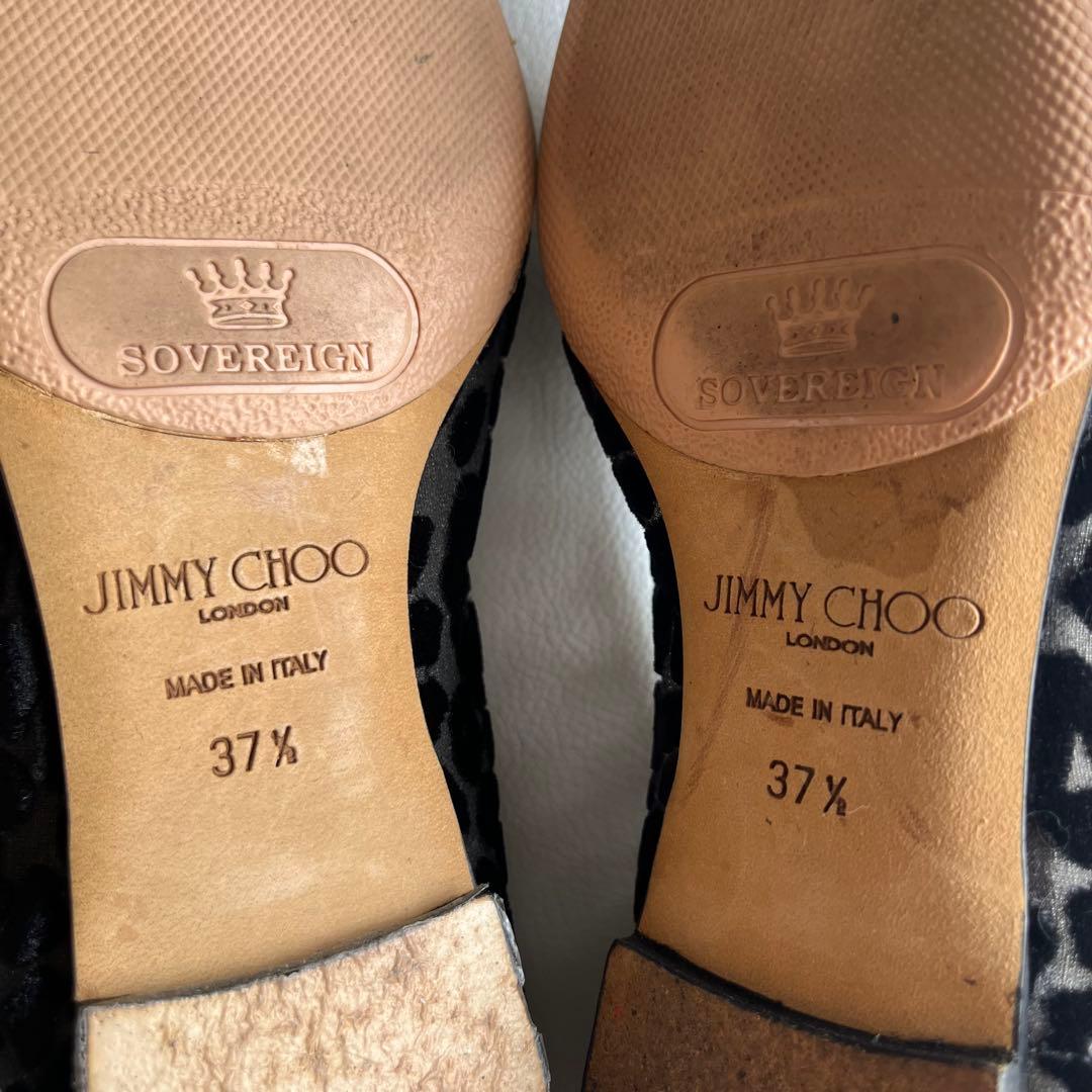 ジミーチュウ ベロアリボン レオパードパンプス ポインテッドトゥ 金