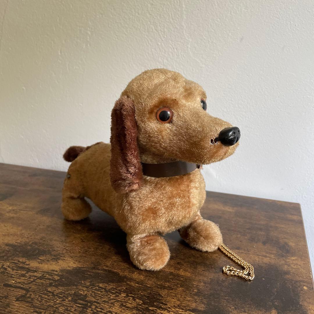 犬 ぬいぐるみ お散歩犬 昭和レトロ ダックスフント 人形 アンティーク