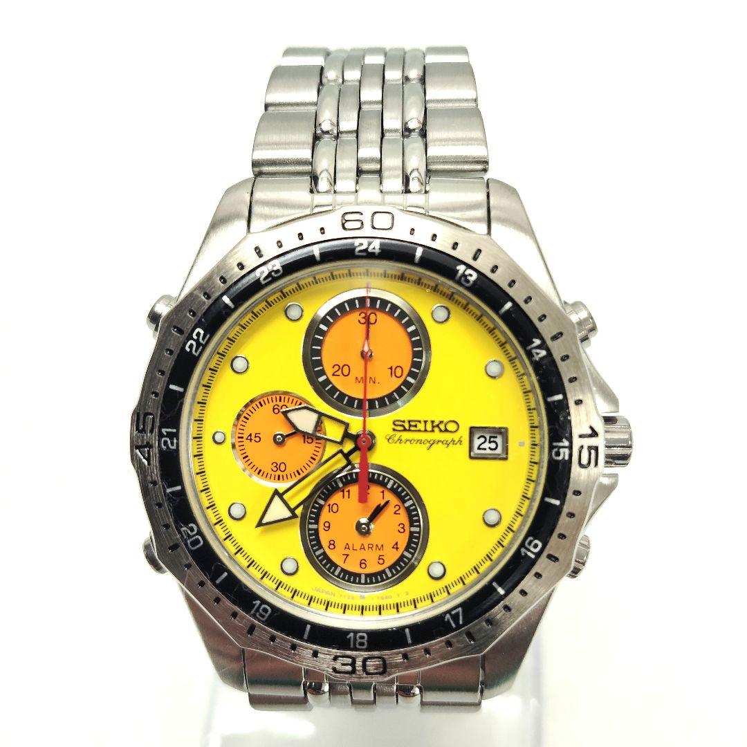T】SEIKO 1998 長野オリンピック限定モデル クロノグラフ イエロー
