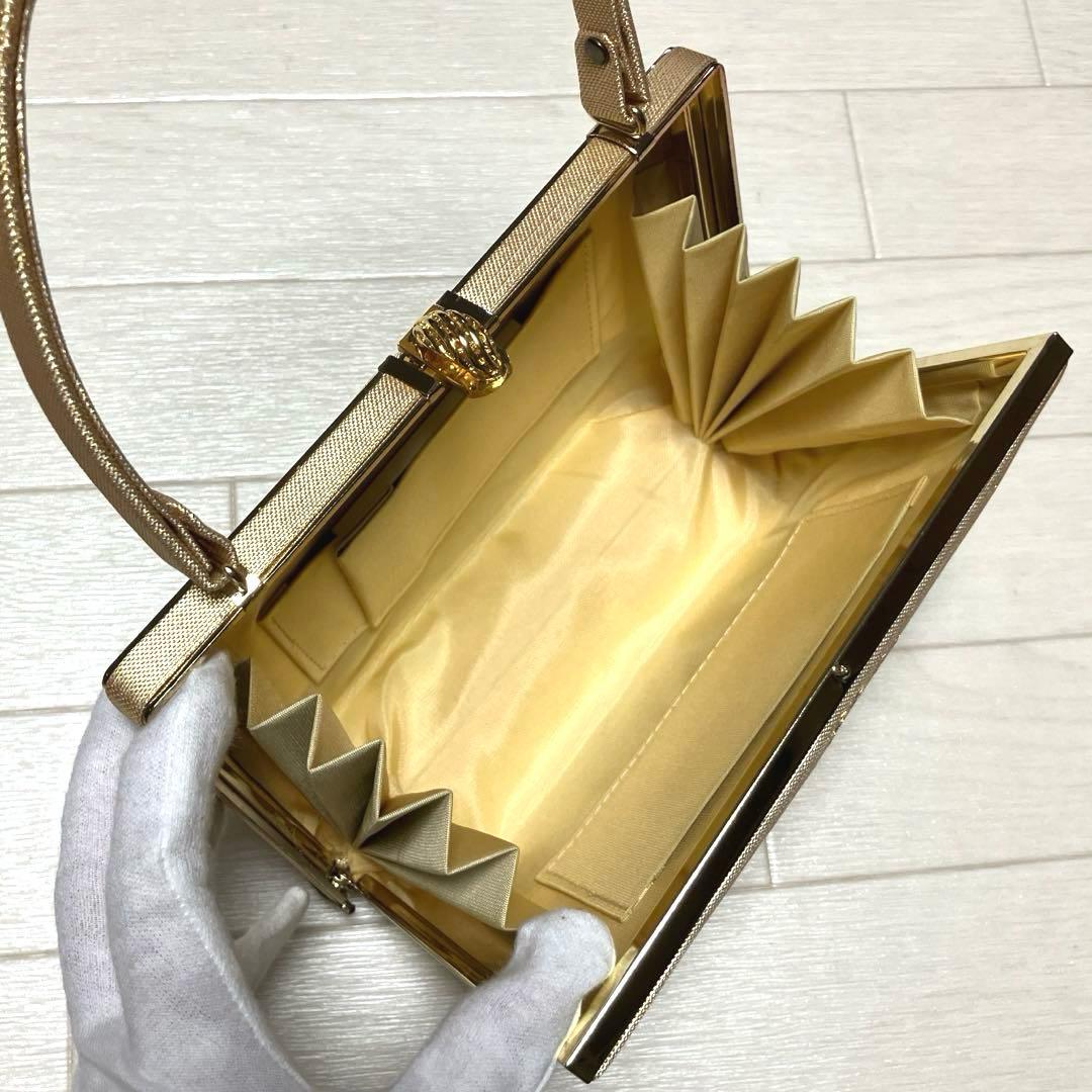 《美品》東京芝山　佐賀錦　草履バッグセット　ゴールド