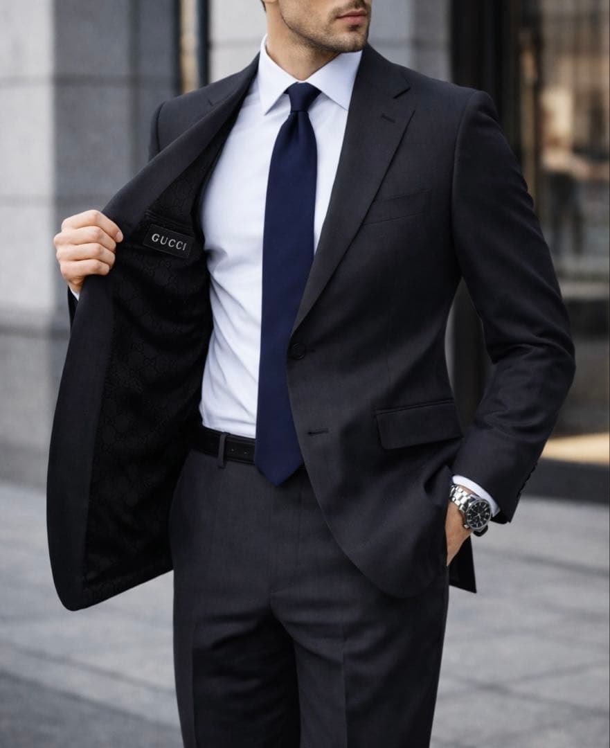 GUCCI トムフォード期 ウールシルク セットアップ スーツ 裏地GG柄 48