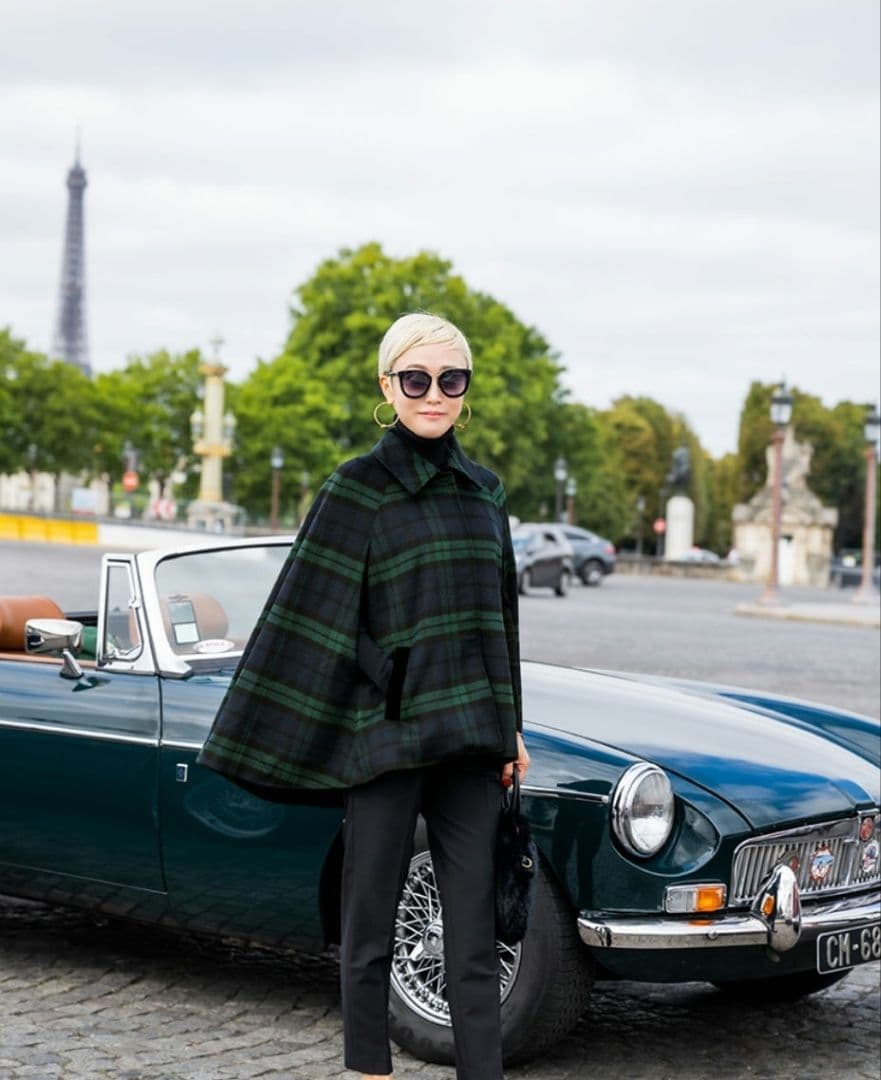 柊様】ジェンヌ JENNE BB.チェック柄ケープコートブリジットバルドー