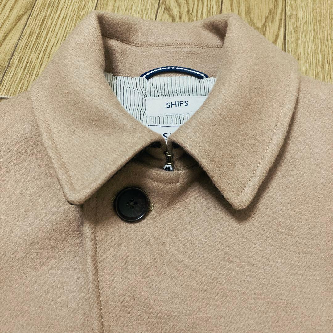 美品 シップス×ハミルトン 高級メルトンウールショートコートS キャメル