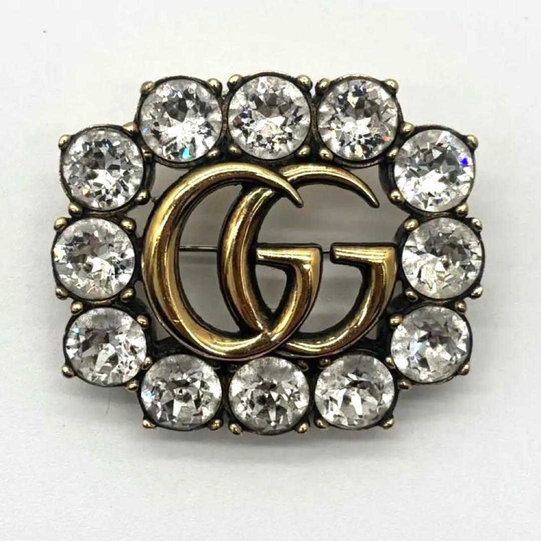 GUCCI グッチ ブローチ ダブルG クリスタル ラインストーン メタル GG Gucci Women's Metal Double G Brooch Badge with Crystals | eBay