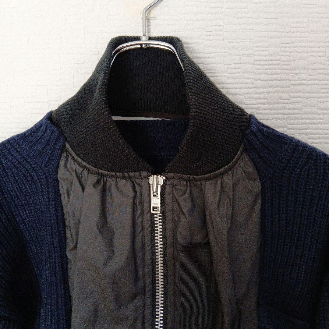 美品】sacai ニットドッキングMA-1 ブルゾン ネイビー - メルカリ