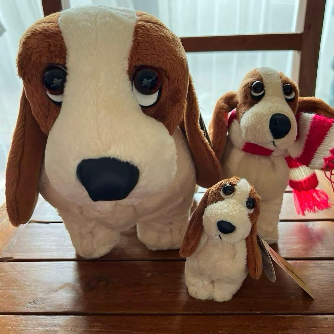 ハッシュパピー バセットハウンド ぬいぐるみ キーホルダー 3点セット