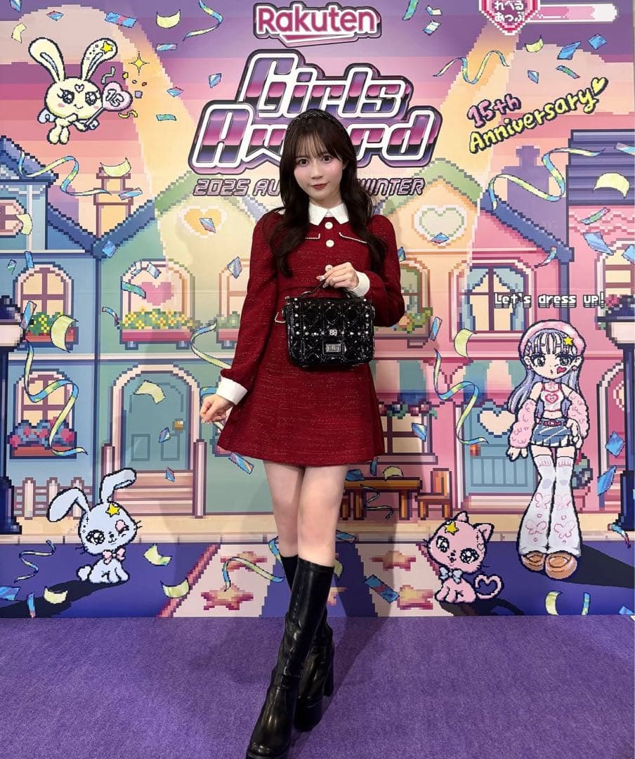 evelyn エブリン ツイードミニフレアワンピース - メルカリ