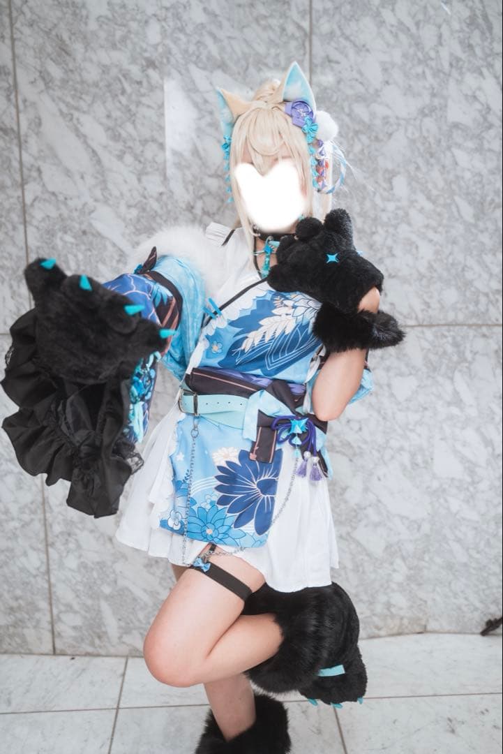 フワワ・アビスガード 正月衣装 コスプレ ホロライブ ウィッグ付き