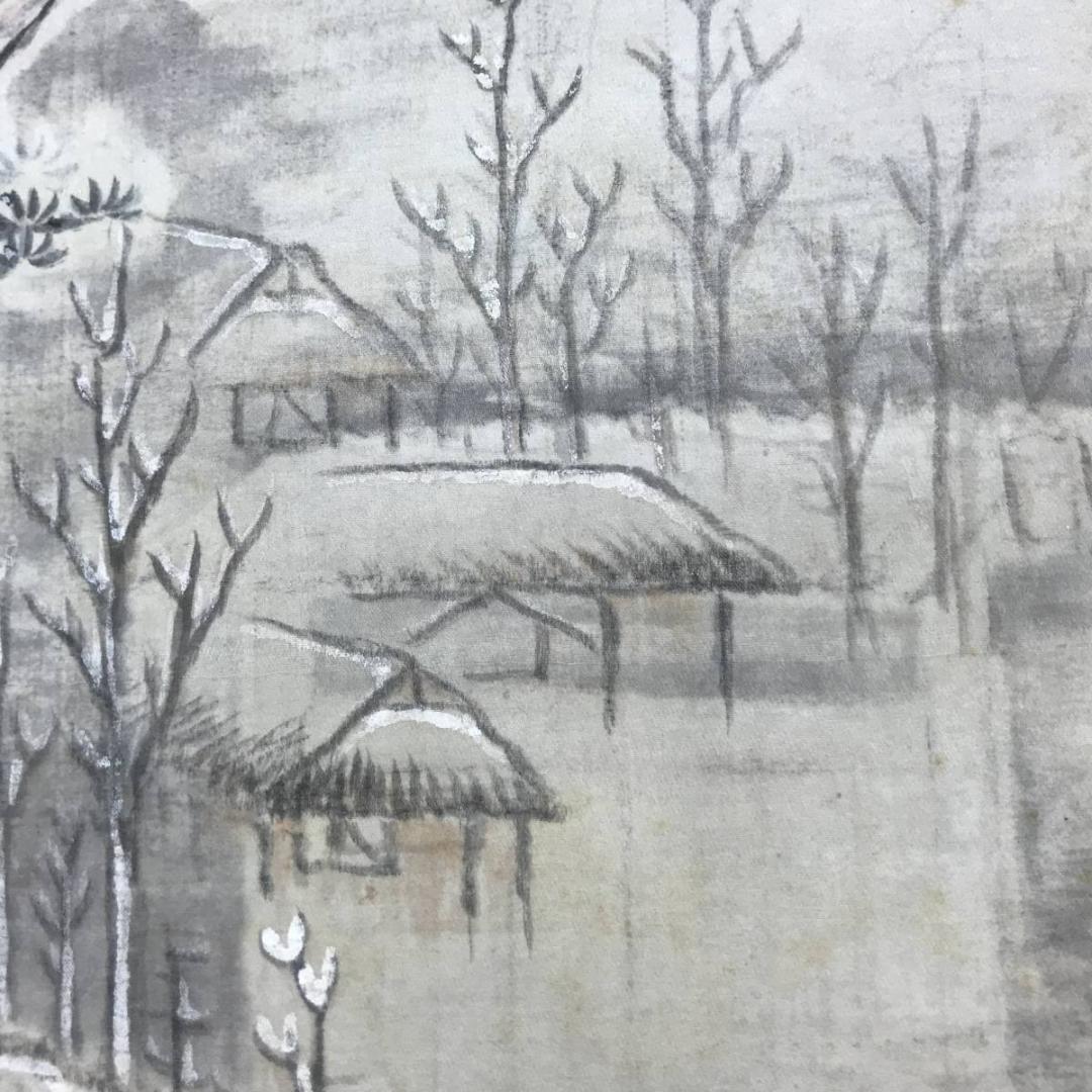 真作】牧櫻山/雪景山水図/山水図/掛軸/名家伝来/AC-529