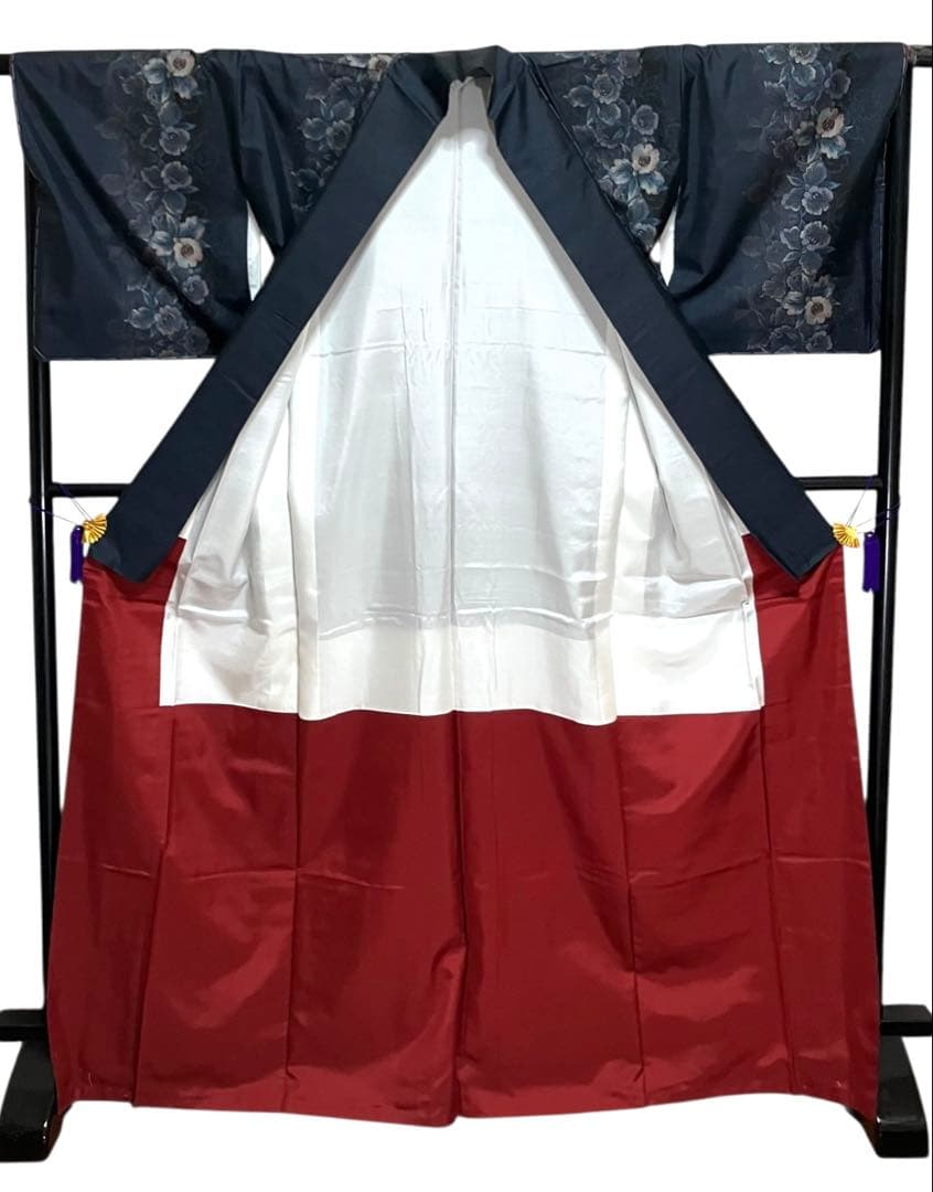 都喜ヱ門 本場大島紬 経緯絣 小紋 正絹 花文 美品 やまと イ6656