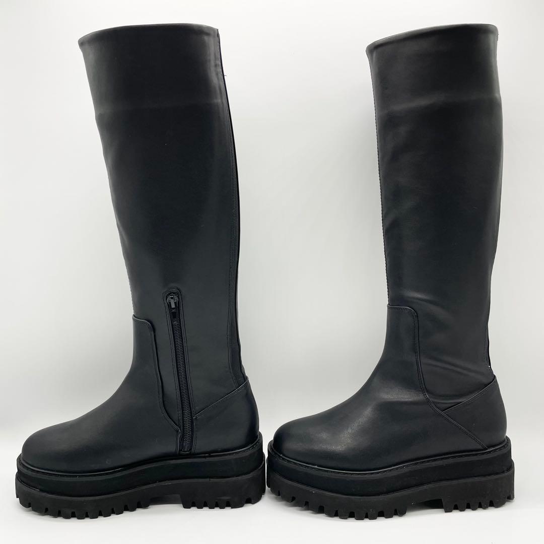 【美品】JEANASIS ジーナシス ビガーロングブーツ 厚底 黒 23.5cm