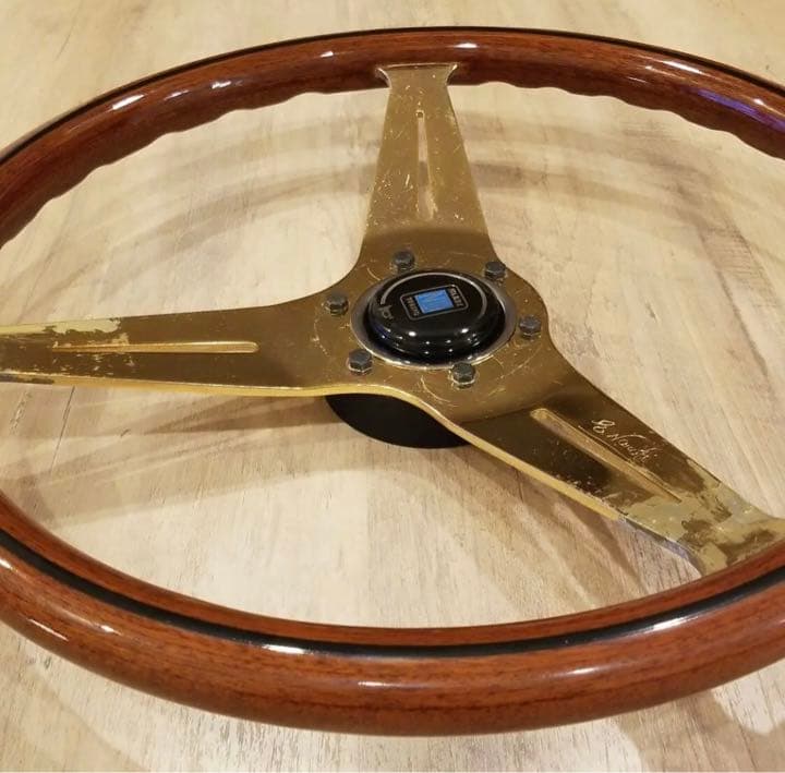 NARDI☆ナルディクラシックウッドステアリング/当時物ゴールド 38