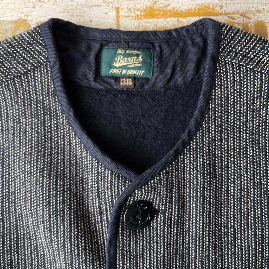 BARNS バーンズ ビーチクロス ベスト ごま塩 ワーク 紺 日本製 38