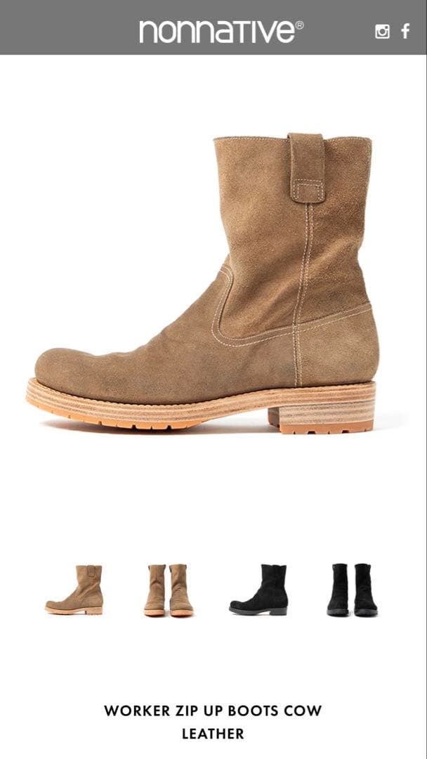 nonnative WORKER ZIP UP BOOTS ブラウン - メルカリ