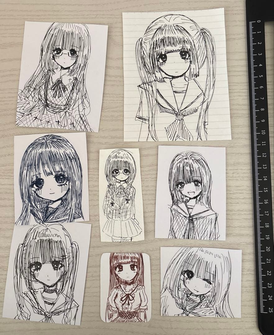 オリジナルイラスト 自作 手描き イラスト 8枚 ペン画 - メルカリ