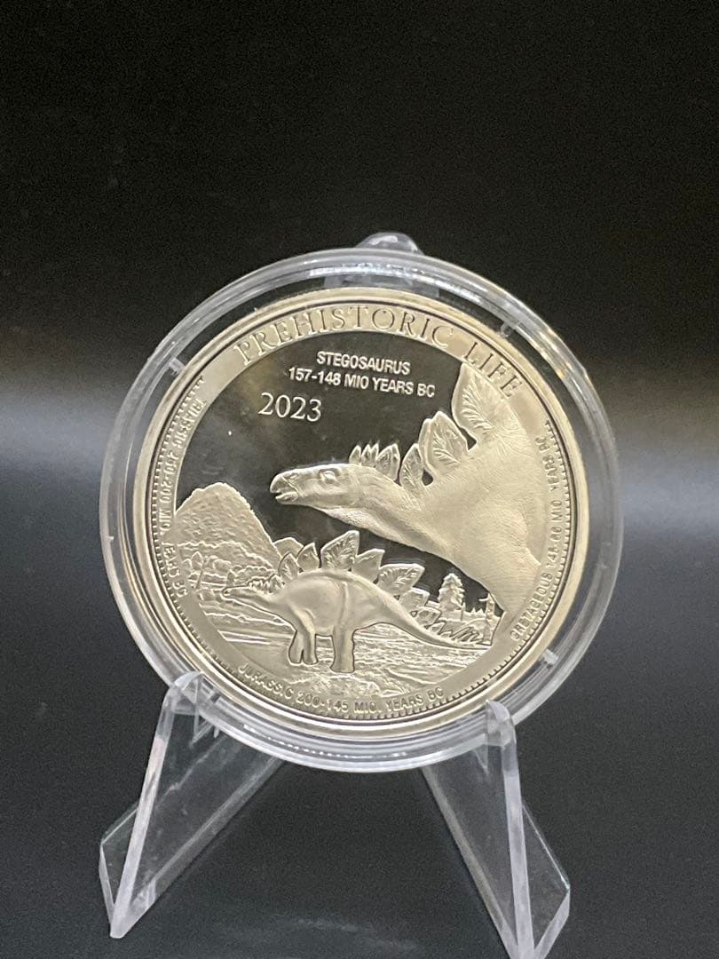 2023年 PREHISTORIC LIFE ステゴサウルス　1オンス銀貨 Buy 1 oz Silver Coin - Prehistoric Life - Stegosaurus - 2023