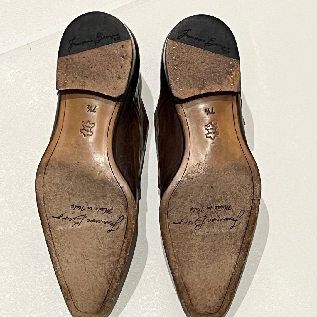 フランチェスコベニーニョ クロコ型押し ダブルモンク ドレスシューズ