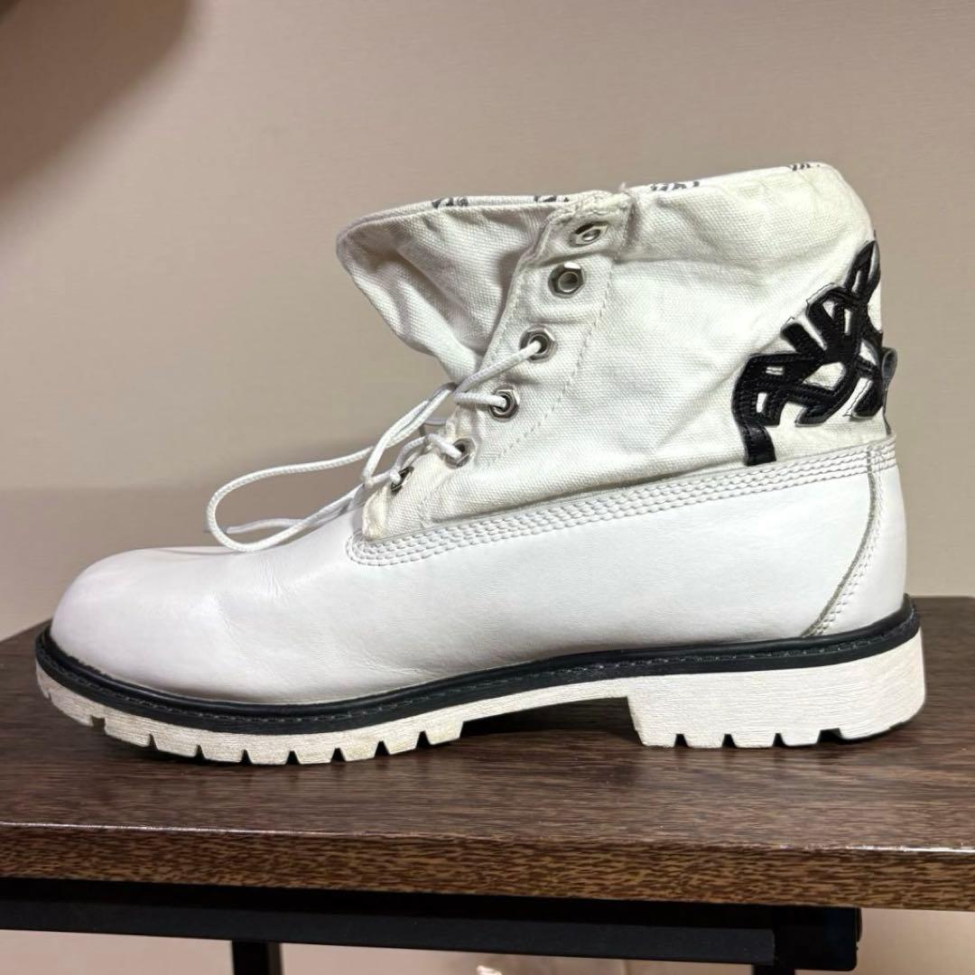 希少ホワイト】Timberland ❖ ビッグツリーロゴ ロールトップブーツ