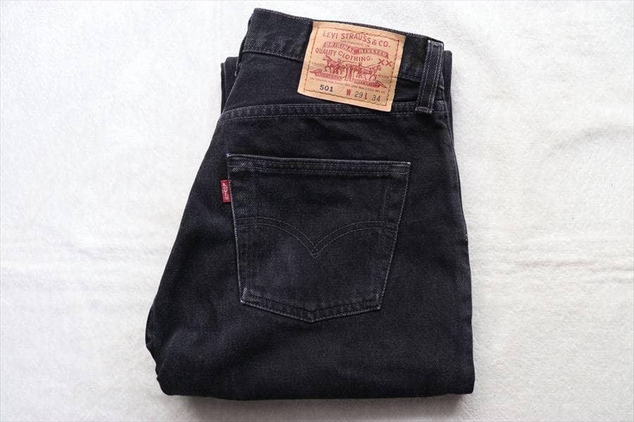 美品 90s USA製 リーバイス 501 ブラックデニム サルファ後染めW29