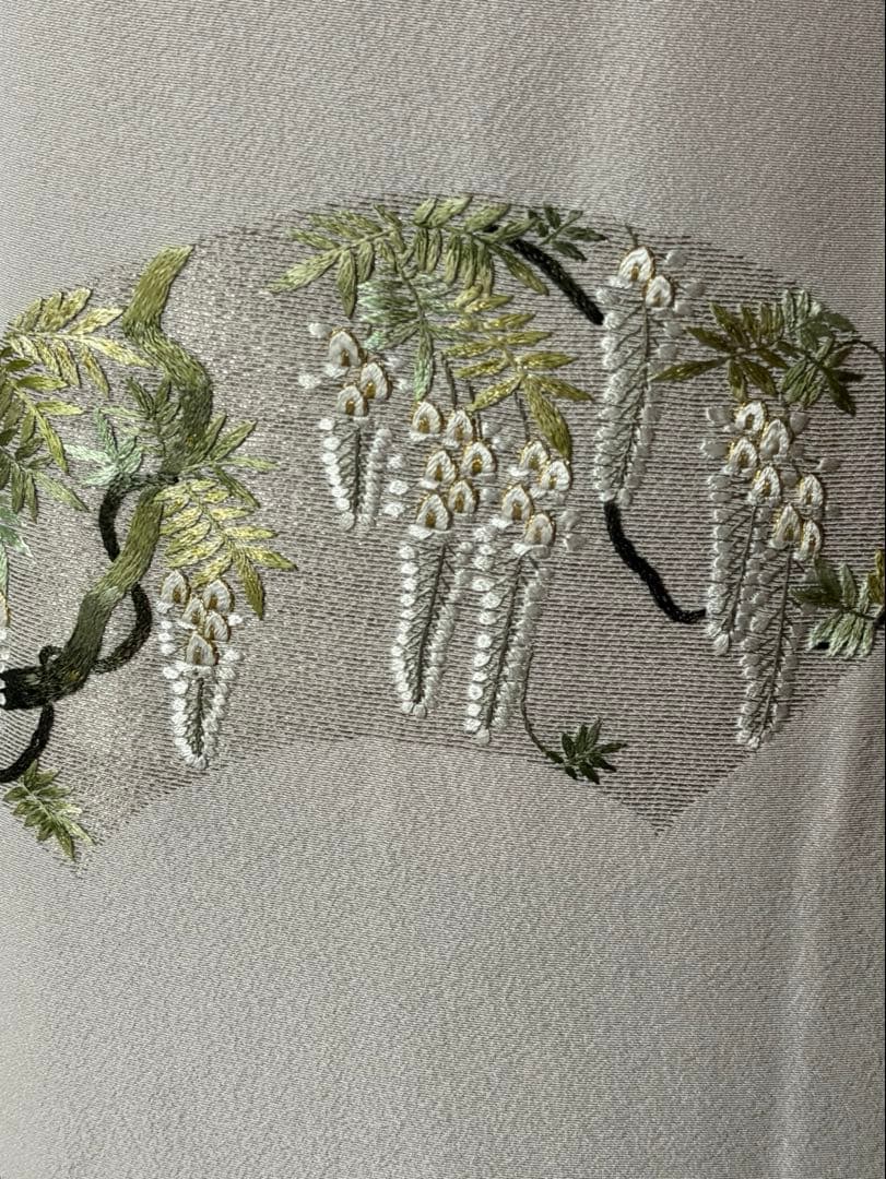 訪問着フルセット 総刺繍 扇面に藤の花