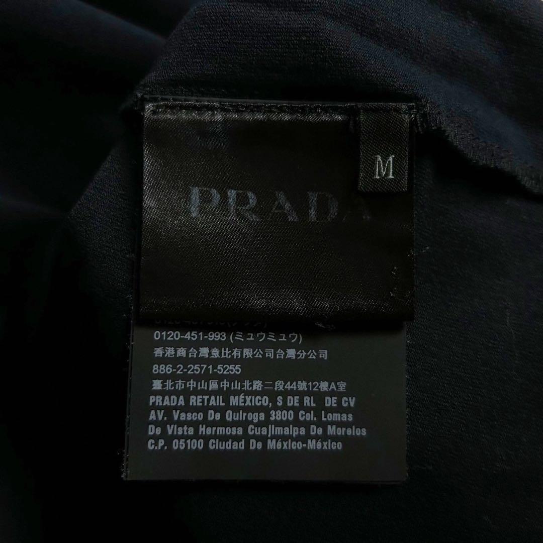 5996【人気ブラック】プラダ‪☆ラバーロゴ入り長袖ポロシャツ ナイロン‬