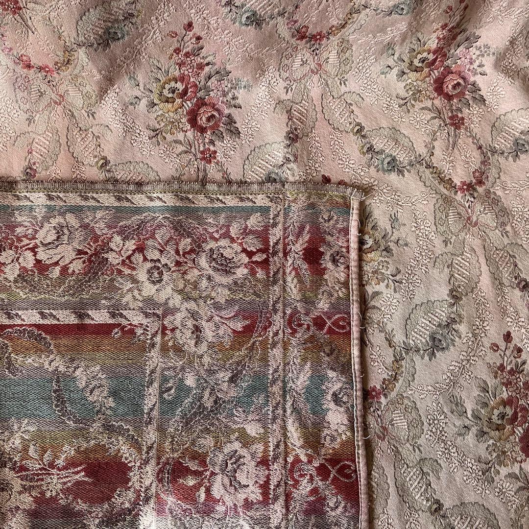 大判】フランスアンティーク ジャガード織り ジャカード 生地 サーモン