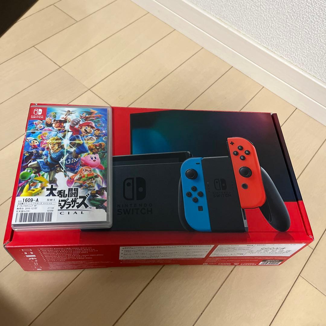 任天堂スイッチ本体カセットプロコン付き！ Nintendo 任天堂 switch本体 プロコン カセット4つ Switch 本体 青⁄赤
