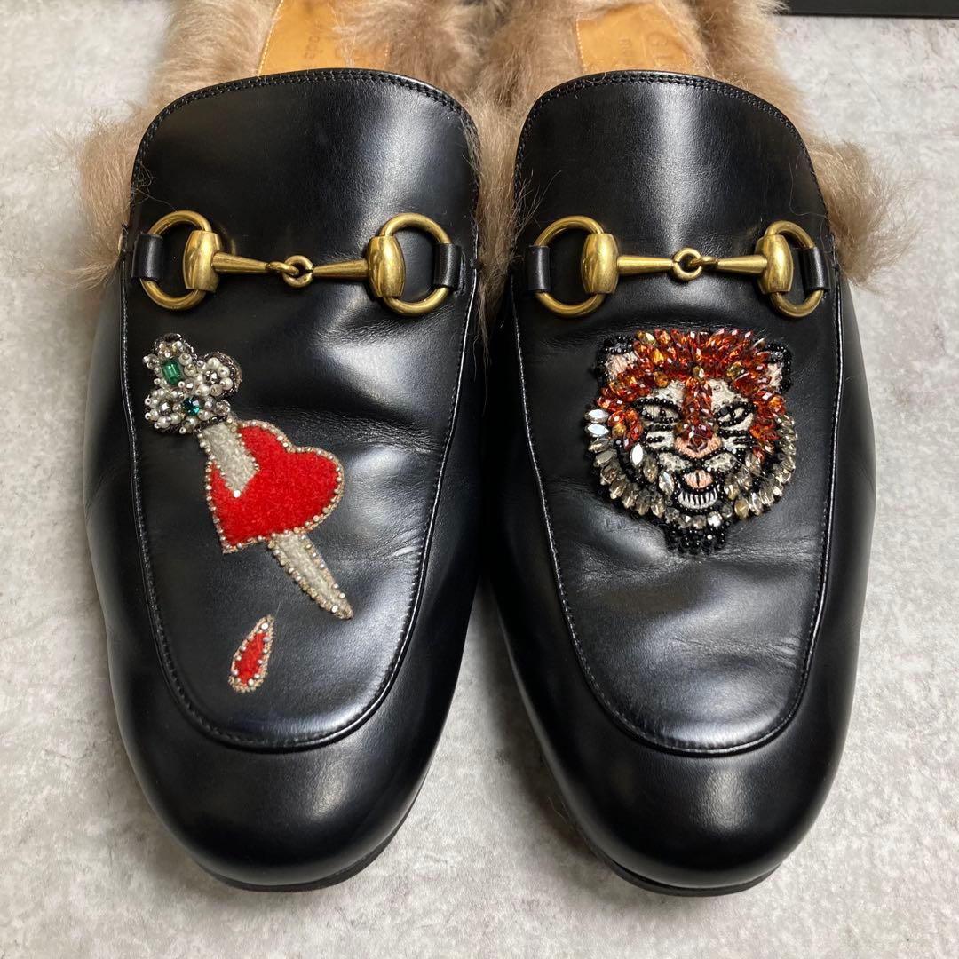 GUCCI グッチ プリンスタウン ホースビット ファー ミュール 7