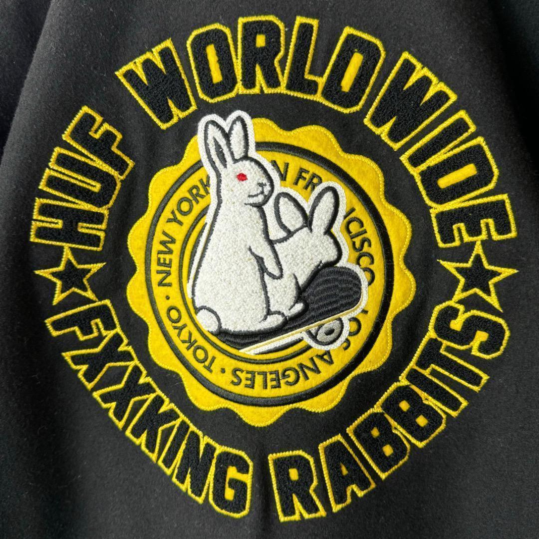 希少】FR2 HUF パイルロゴ スタジャン L 袖レザー ワールドワイド