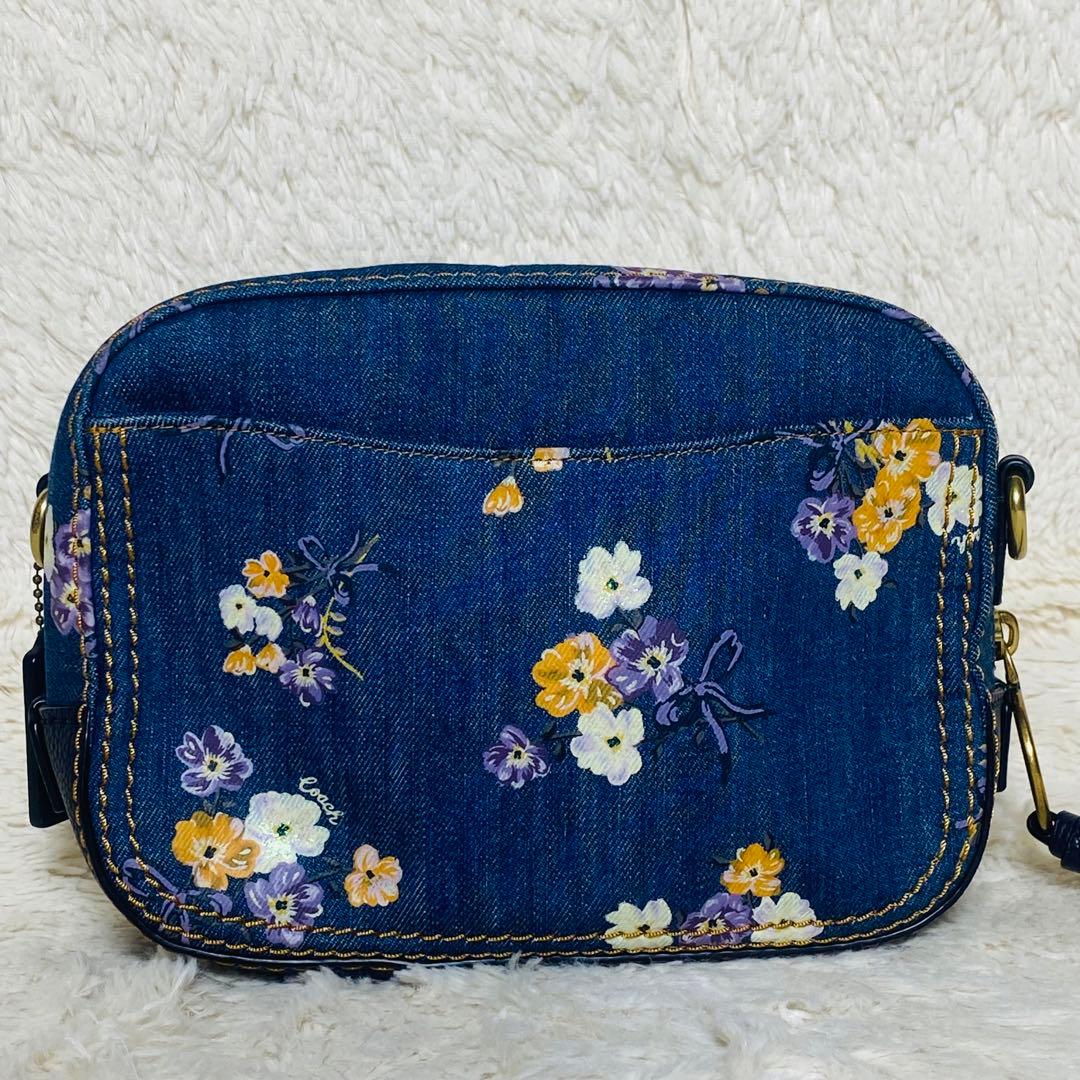 希少未使用級 COACH コーチ デニム 花柄 ショルダーバッグ カメラ