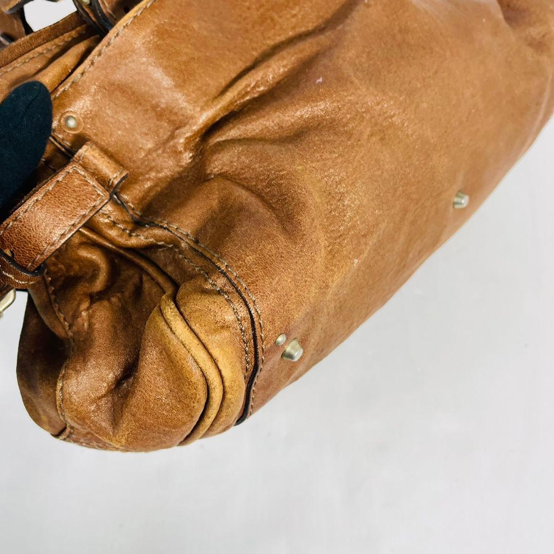 希少 Chloé クロエ パディントン レザー ハンドバッグ パドロック 茶の