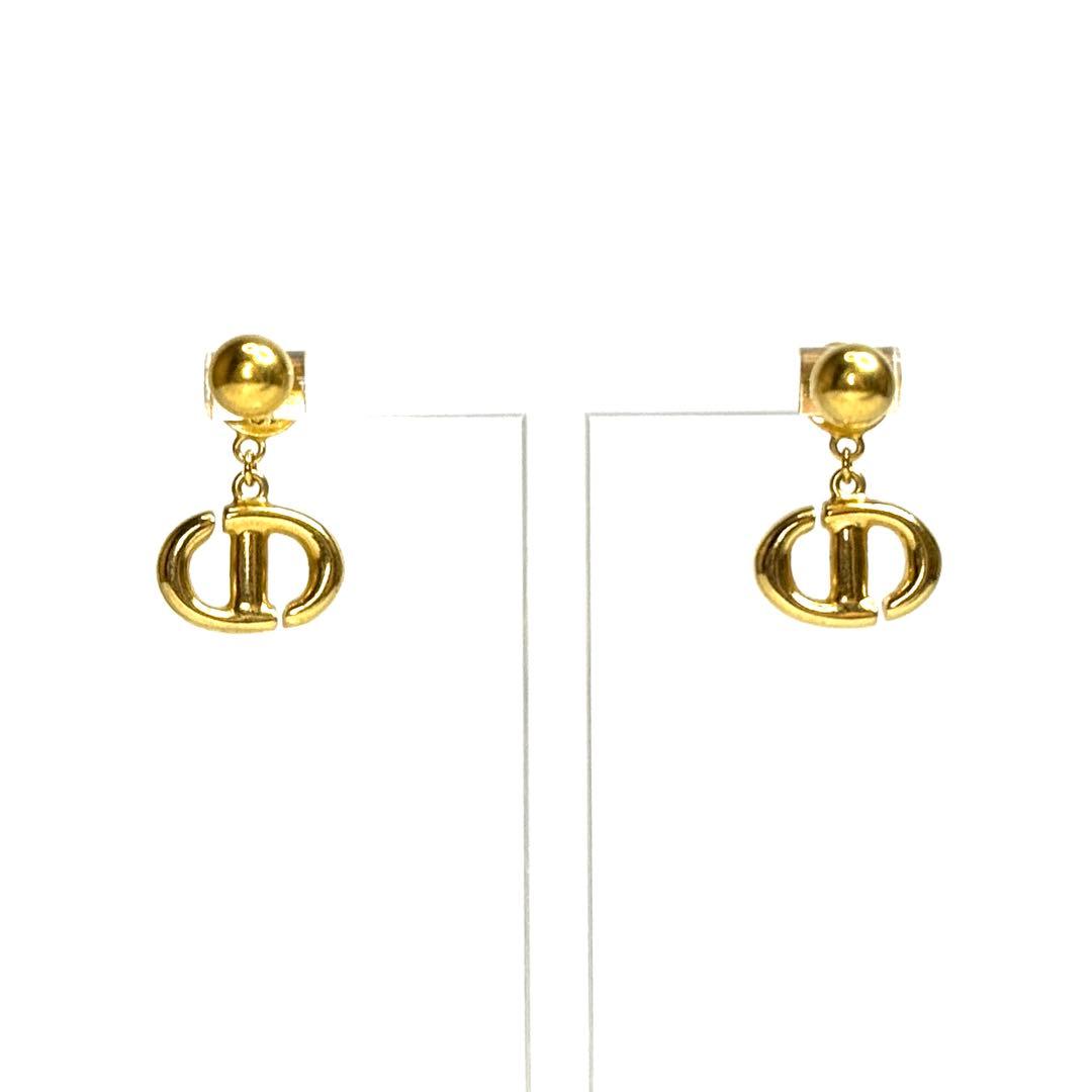 CD Dior ディオール ロゴ ピアス ゴールド ネイビー Navy ペア - メルカリ