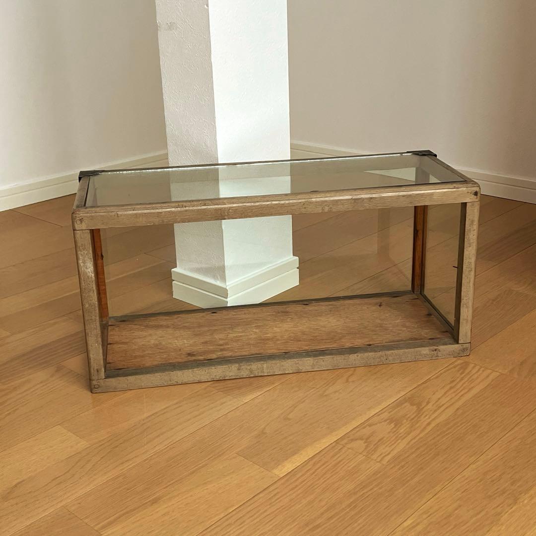 古道具　昭和レトロ　木製　ガラス　ショーケース ガラスショーケース・2段ショーケース・木製ケース・アンティーク調