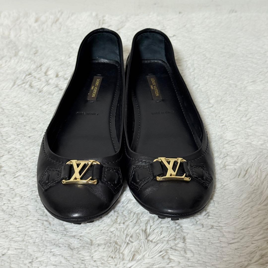 極美品✨ ルイヴィトン パンプス LVロゴ ゴールド レザー 黒 37 1/2