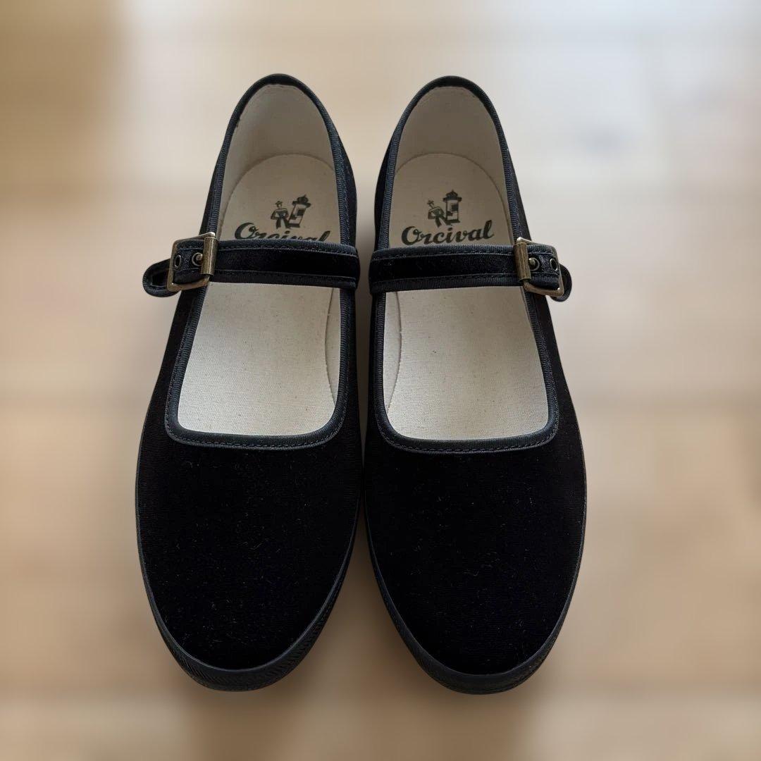 Orcival ベルベットストラップシューズ 24.5センチ 箱付き ユースド