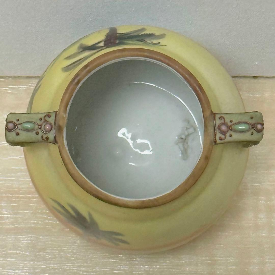 極希少】オールドノリタケ ヤシの木風景文 両耳花瓶 M-NIPPON印 盛上げ