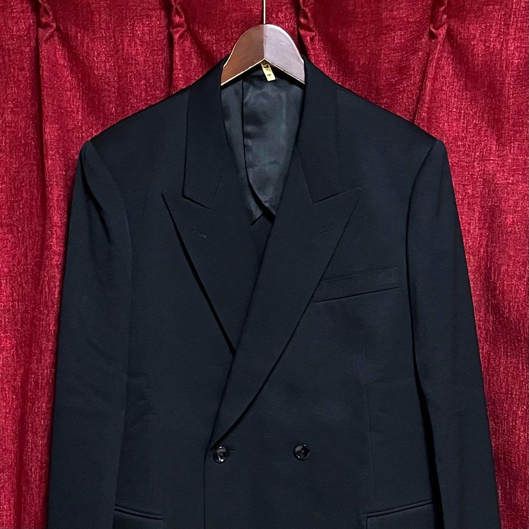 美品 80S ヴィンテージ セットアップ ダブル スーツ 黒 成人式 菅田将