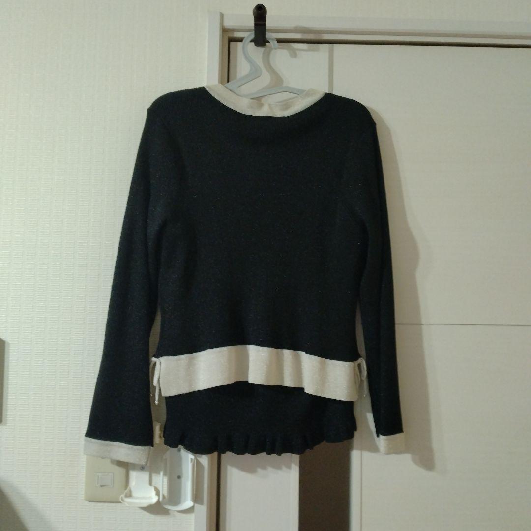 新品】スーパービューティーラメ入り配色デザイン花モチーフニット