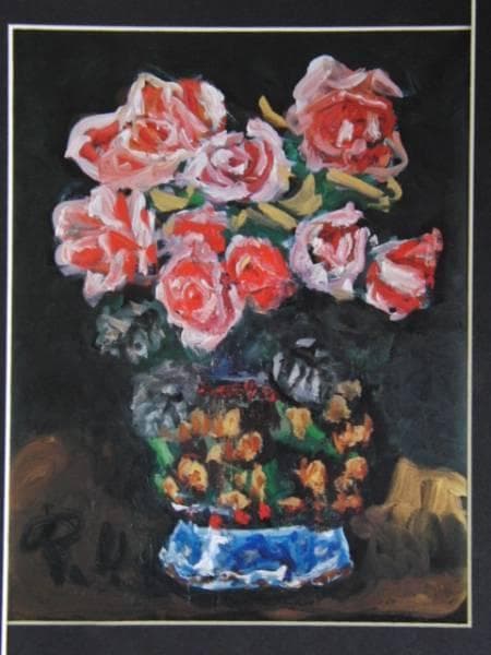 梅原 龍三郎、薔薇図、高級希少画集画、版上サイン入 新品額付 - メルカリ