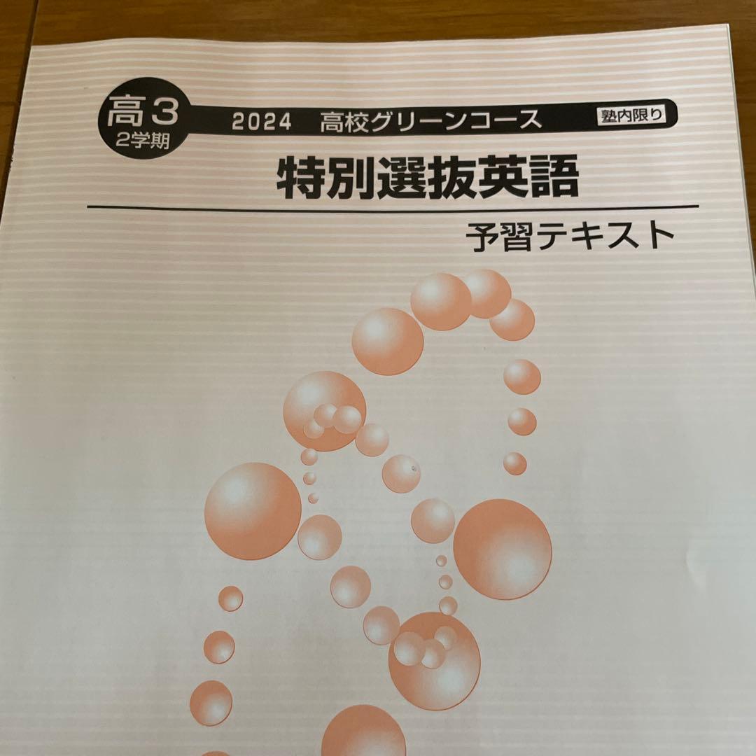 河合塾 特別選抜英語 2024 高3 2学期 英語 高校グリーンコース