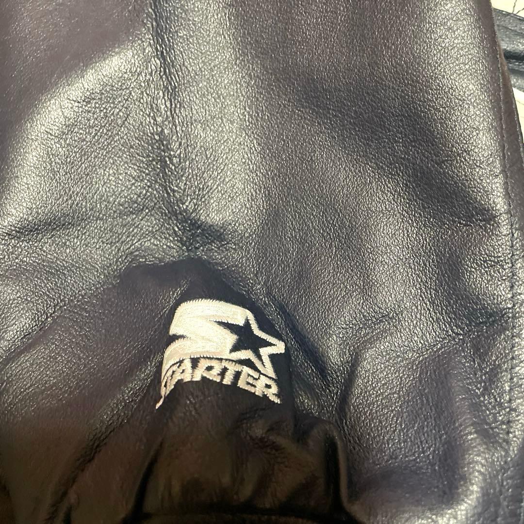 希少】ヤンキース レザー 刺繍ロゴスタジャン ネイビー/グレー STARTER