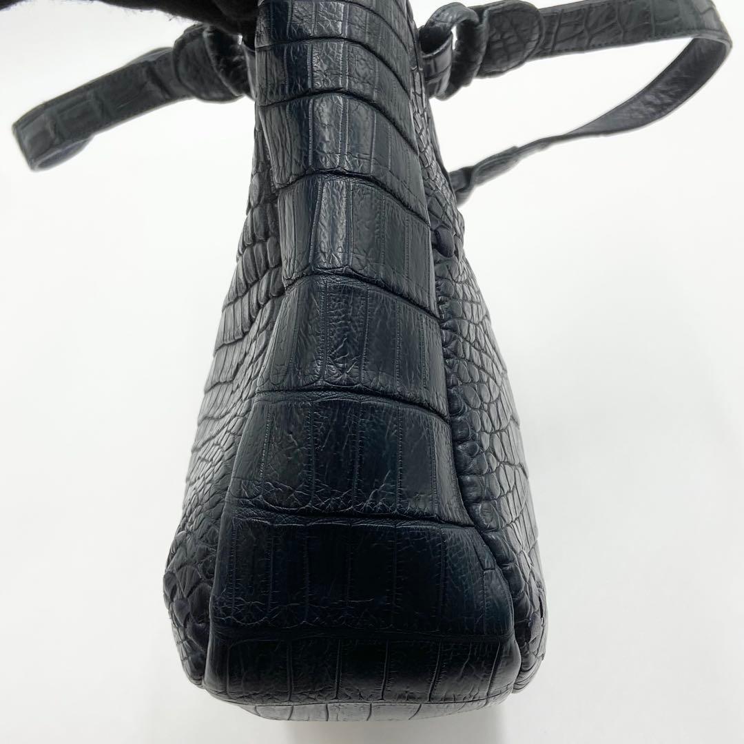 極美品 IBIZA イビサ 2way クロコダイル マット レザ ネイビー