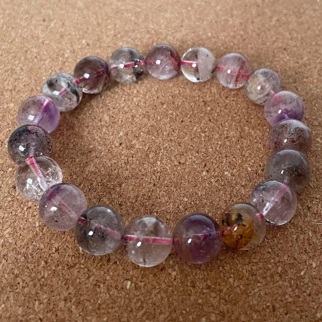 【シグシグ】スーパーセブン・ミックスルチルクォーツ　ブレスレット　２点 スーパーセブン ブレスレット 11mm 18cm メンズM レディースL サイズ