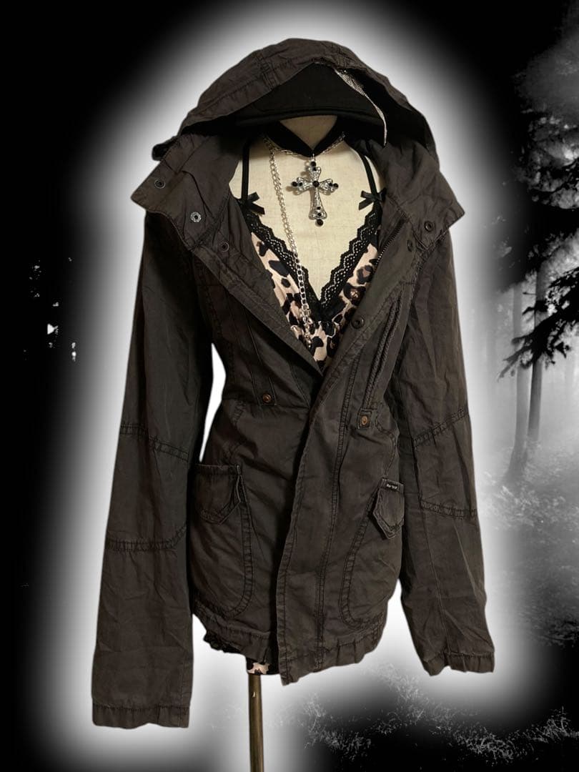 y2k00s当時物黒ミリタリーフェアリーグランジ古着NANAパンク平成ギャル y2k 英字 グランジ 平成ギャル パンク ロック 白 黒 NANA お兄系