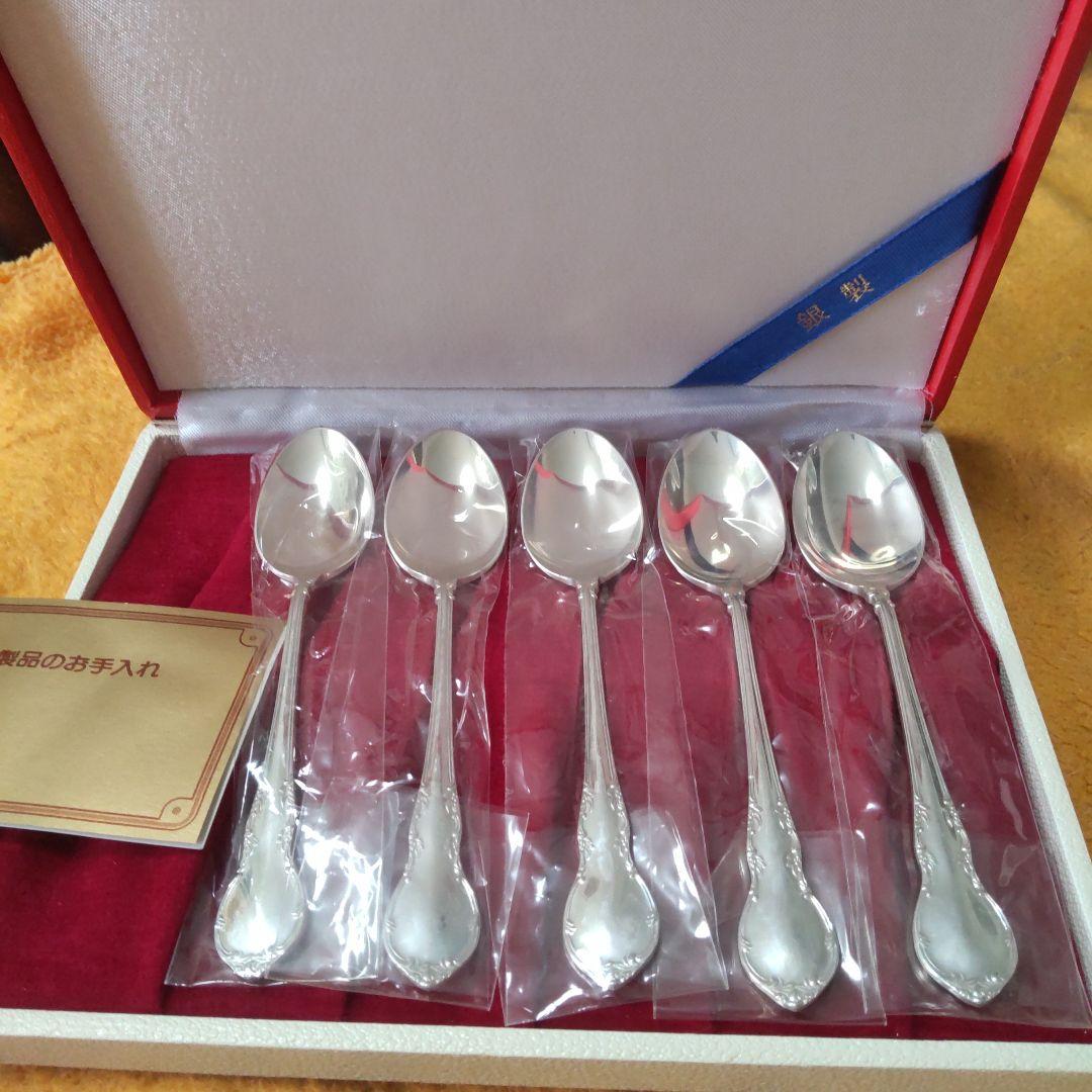 銀製スプーン　5本セット　シルバー925 　ティースプーン SV925 銀製 スプーン 5本セット 貝 パール 真珠 ティースプーン