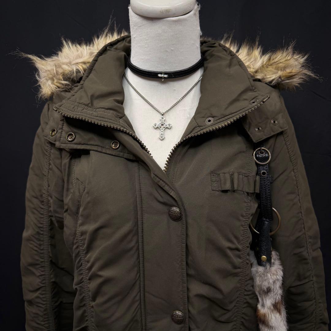 平成ギャル y2k グランジ モッズコート ファー付き ギミック