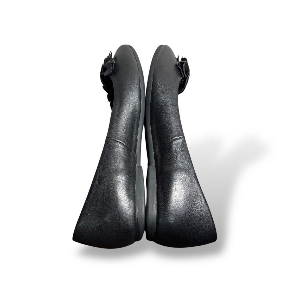 極美品 アンテプリマ フラットシューズ 23.5 ブラック レザー フラワー