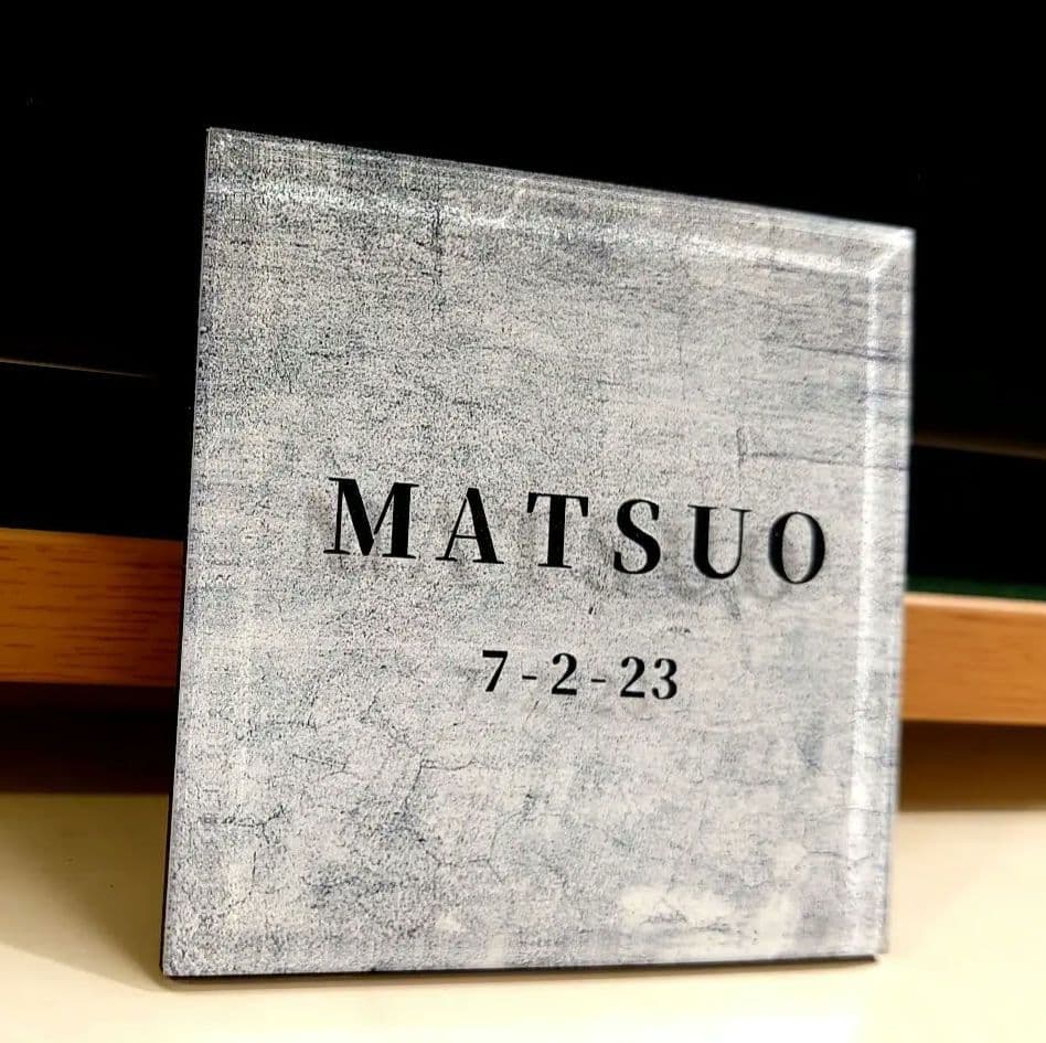 コンクリート・ペイント調アクリル表札＊透明4辺45度斜めカット