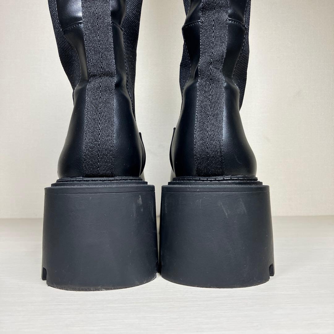 美品】ZARA サイドゴアロングブーツ 厚底 トラックソール ブラック 38